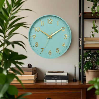 Small 8 Inch Modern Wall Clock Battery Operated Silent Non Ticking Analog