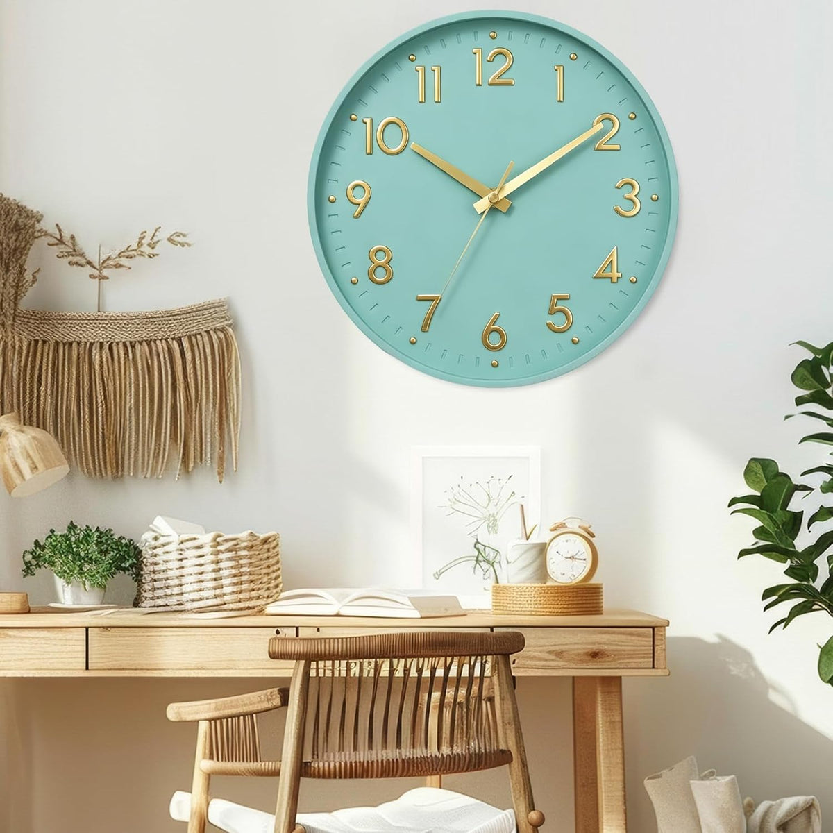 Small 8 Inch Modern Wall Clock Battery Operated Silent Non Ticking Analog