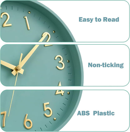 Small 8 Inch Modern Wall Clock Battery Operated Silent Non Ticking Analog