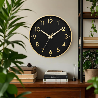 Small 8 Inch Modern Wall Clock Battery Operated Silent Non Ticking Analog