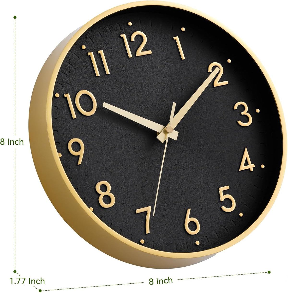 Small 8 Inch Modern Wall Clock Battery Operated Silent Non Ticking Analog
