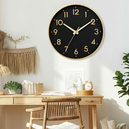 Small 8 Inch Modern Wall Clock Battery Operated Silent Non Ticking Analog