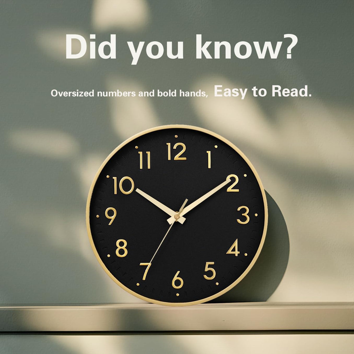 Small 8 Inch Modern Wall Clock Battery Operated Silent Non Ticking Analog