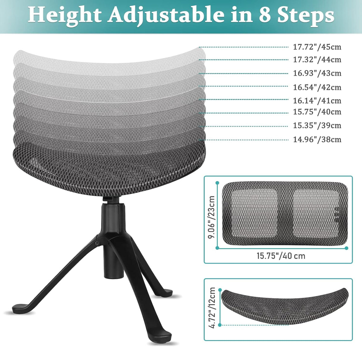 Footrest for Desk Adjustable Height 2-in-1 Function, Black