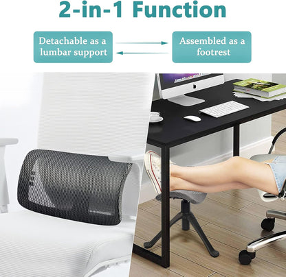 Footrest for Desk Adjustable Height 2-in-1 Function, Black