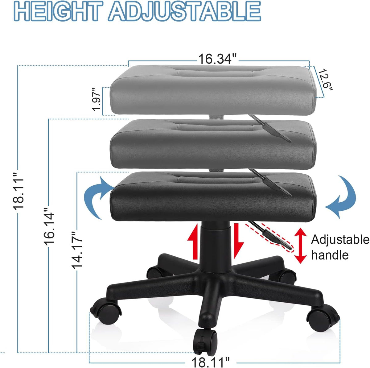 Footrest for Desk Adjustable Height 2-in-1 Function, Black