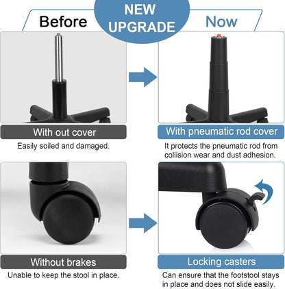 Footrest for Desk Adjustable Height 2-in-1 Function, Black