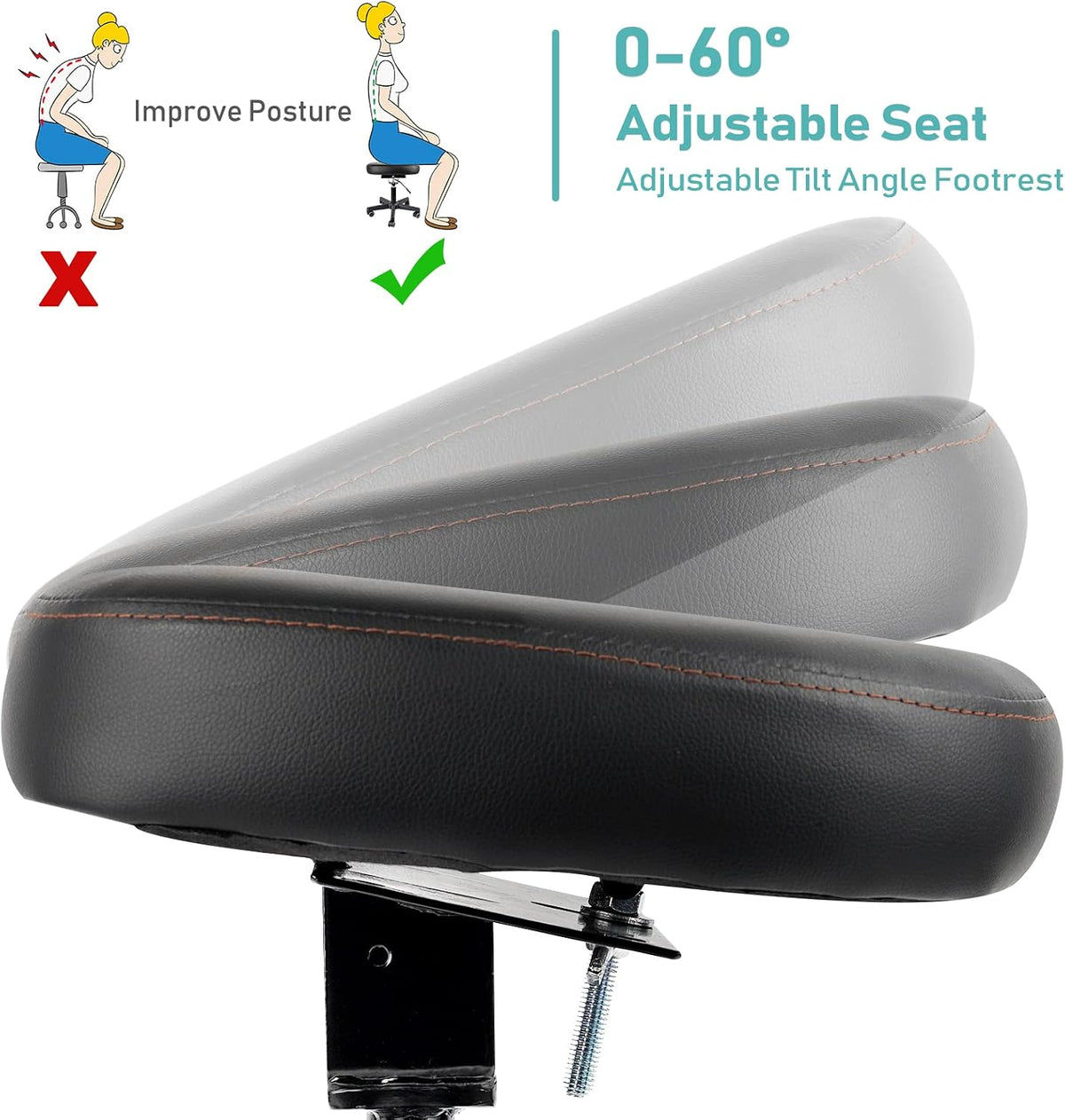 Footrest for Desk Adjustable Height 2-in-1 Function, Black