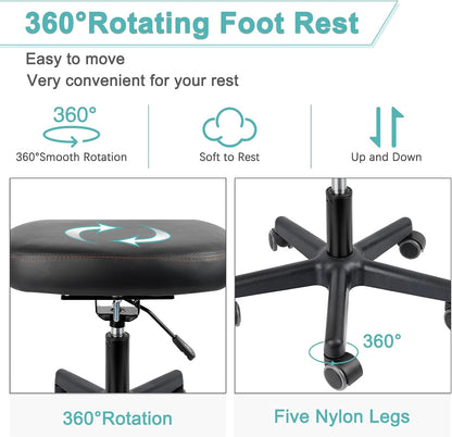 Footrest for Desk Adjustable Height 2-in-1 Function, Black