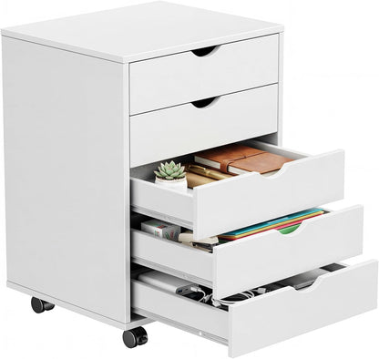 5 Drawer Mobile File Cabinet, Printer Stand with Wheels