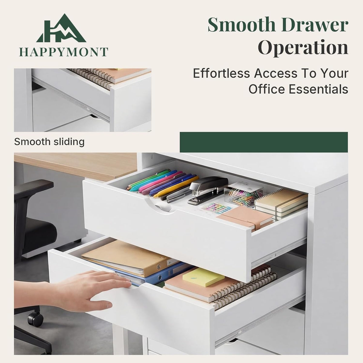 5 Drawer Mobile File Cabinet, Printer Stand with Wheels