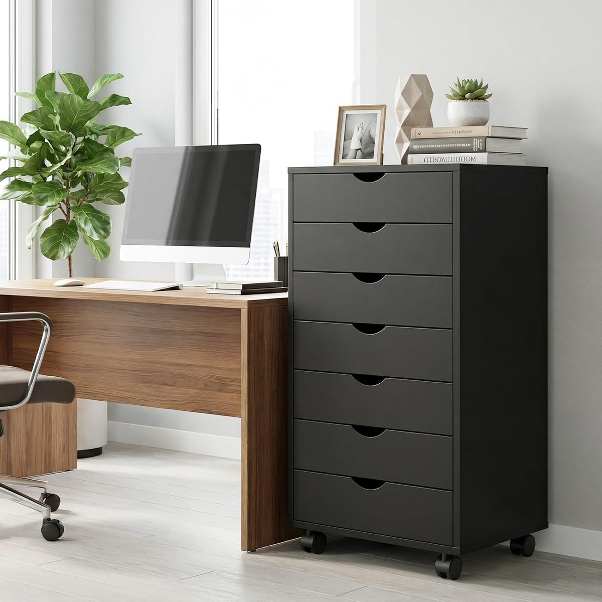 5 Drawer Mobile File Cabinet, Printer Stand with Wheels