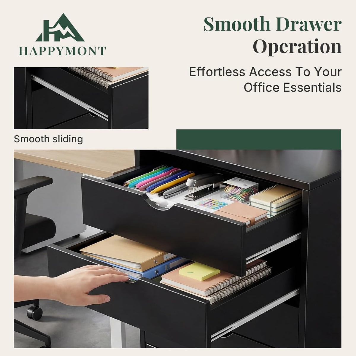 5 Drawer Mobile File Cabinet, Printer Stand with Wheels