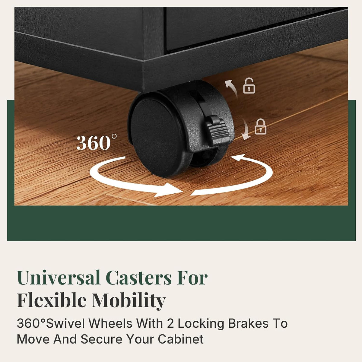 5 Drawer Mobile File Cabinet, Printer Stand with Wheels