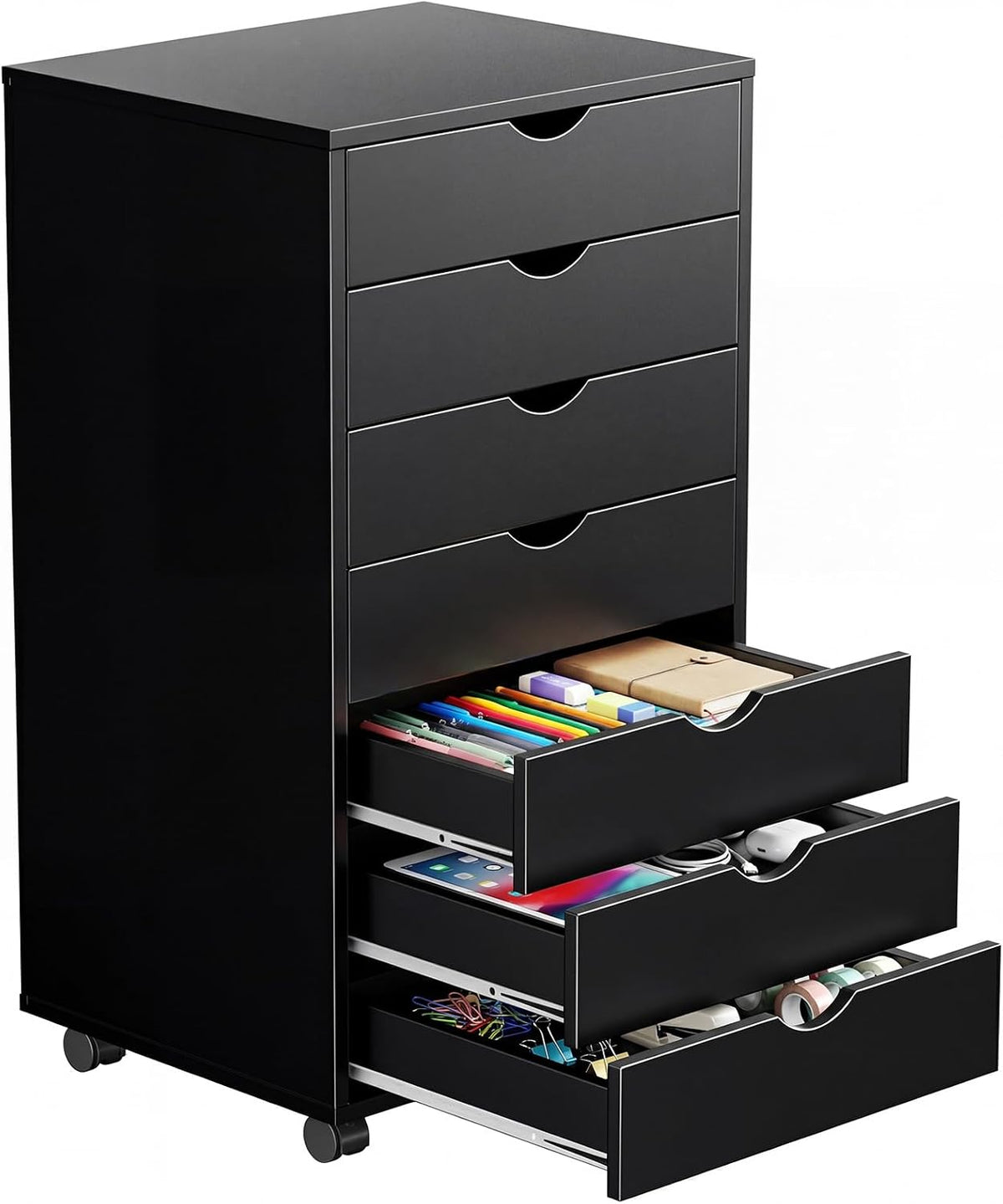 5 Drawer Mobile File Cabinet, Printer Stand with Wheels