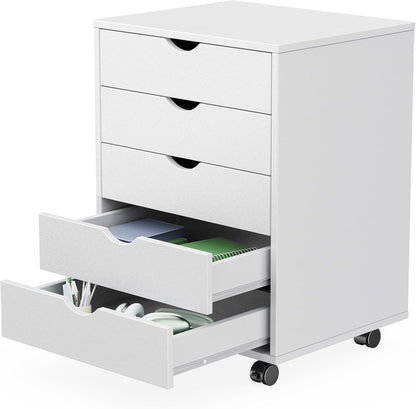 5 Drawer Mobile File Cabinet, Printer Stand with Wheels
