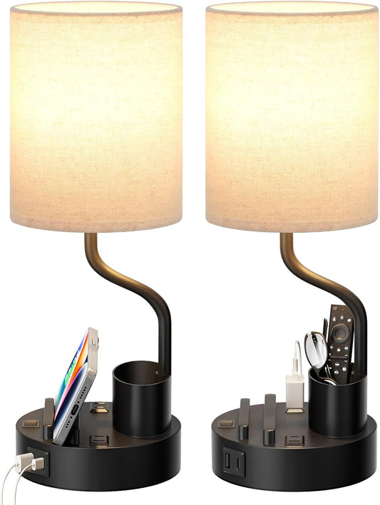 Fenmzee Bedside Lamps for Bedroom Set of 2 - Table Desk Lamp for Nightstand