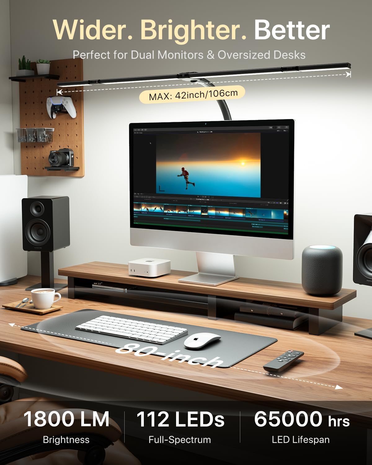 ONEMIX LED with Clamp, 42-Inch 4-Panel Light for Dual Monitors