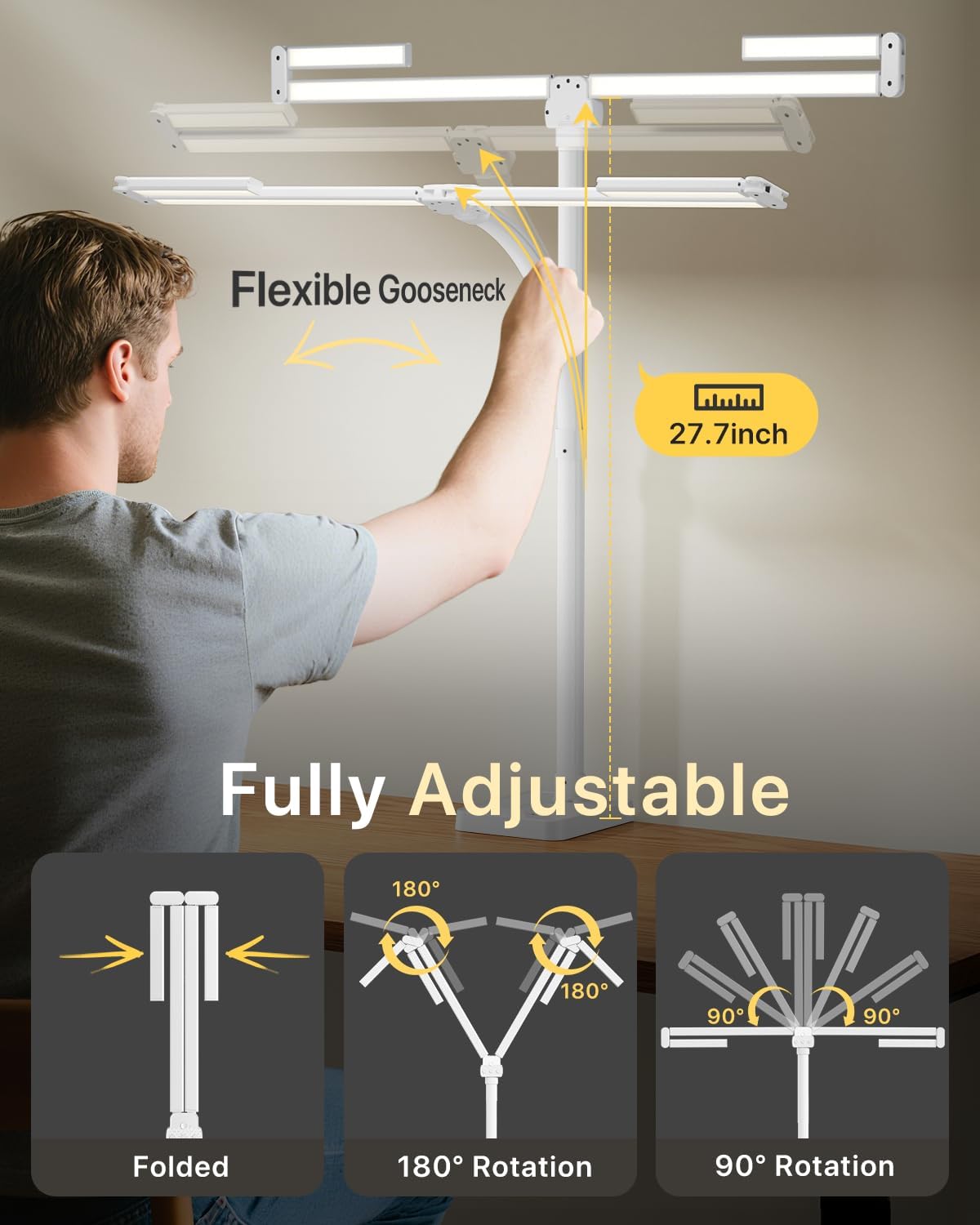 ONEMIX LED with Clamp, 42-Inch 4-Panel Light for Dual Monitors