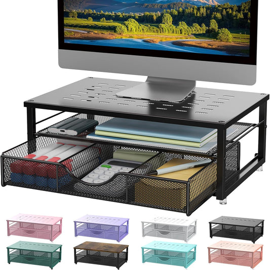 Computer Monitor Stand Riser with Drawer