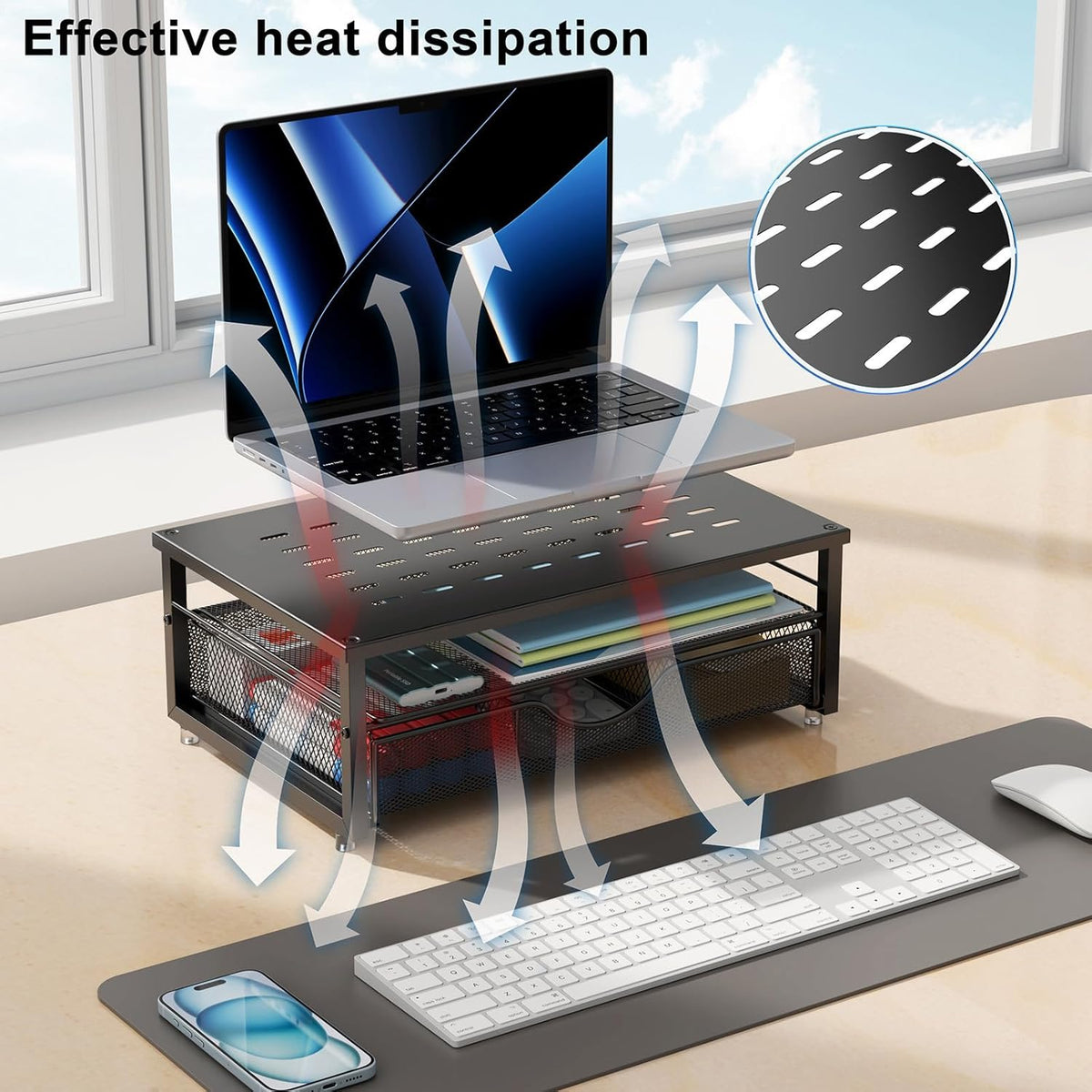 Computer Monitor Stand Riser with Drawer