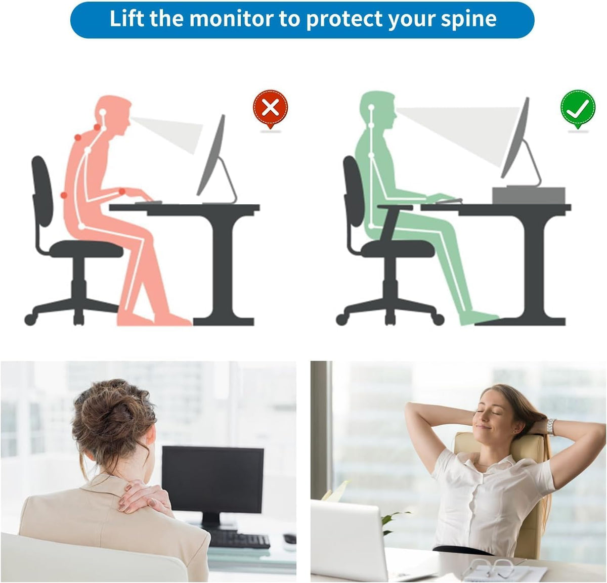 Computer Monitor Stand Riser with Drawer