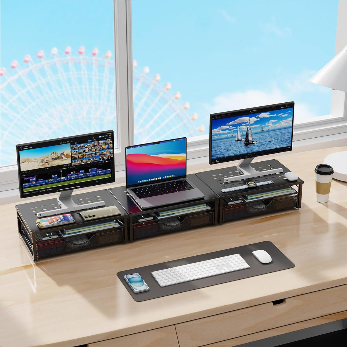 Computer Monitor Stand Riser with Drawer