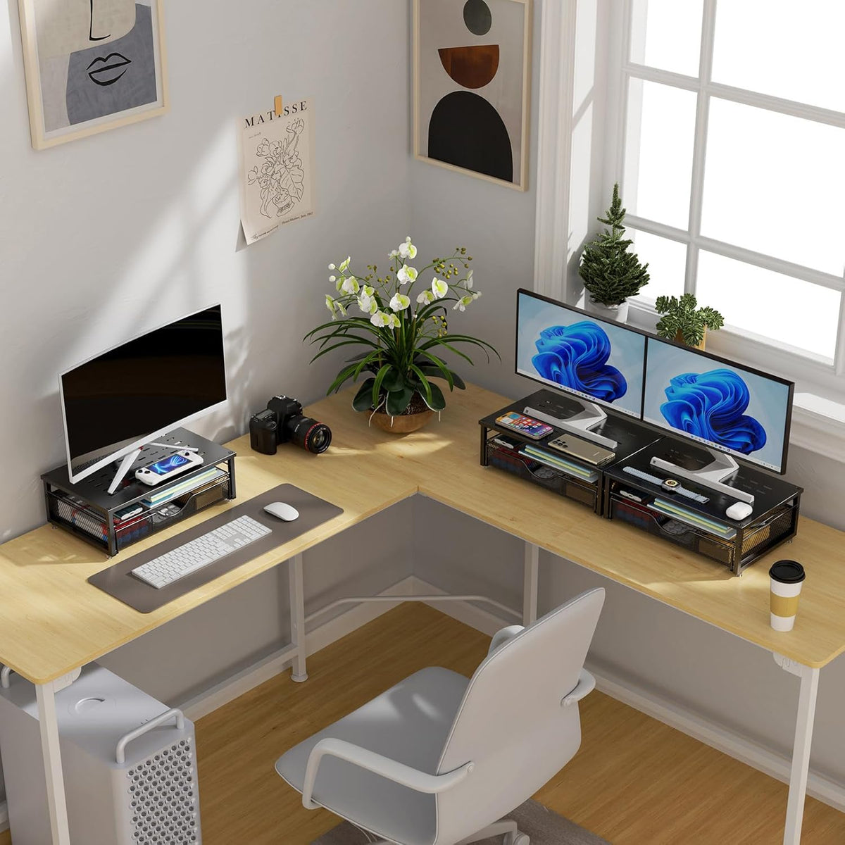 Computer Monitor Stand Riser with Drawer