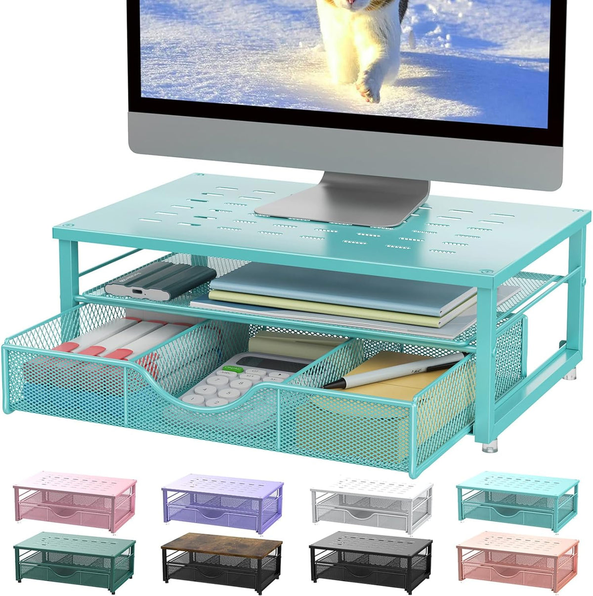 Computer Monitor Stand Riser with Drawer