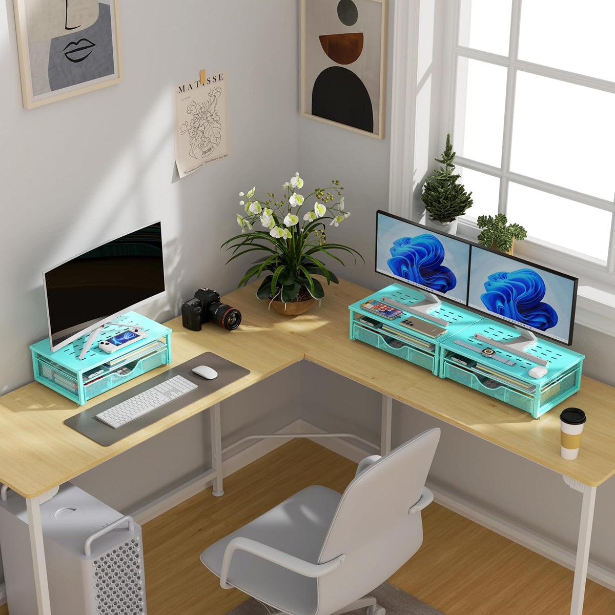 Computer Monitor Stand Riser with Drawer