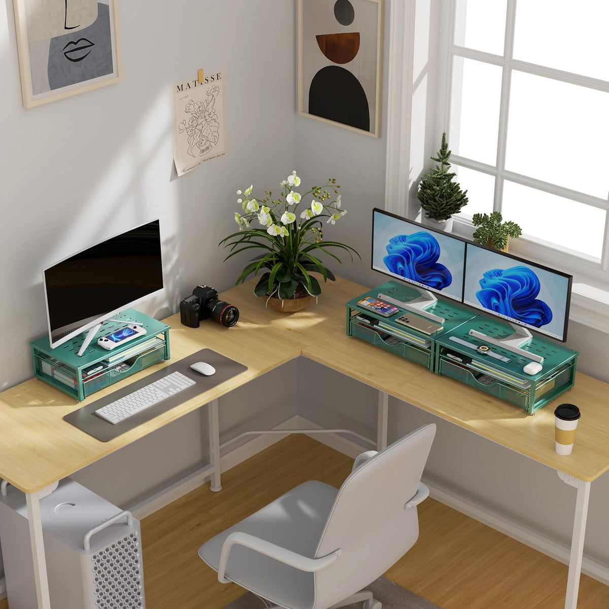 Computer Monitor Stand Riser with Drawer