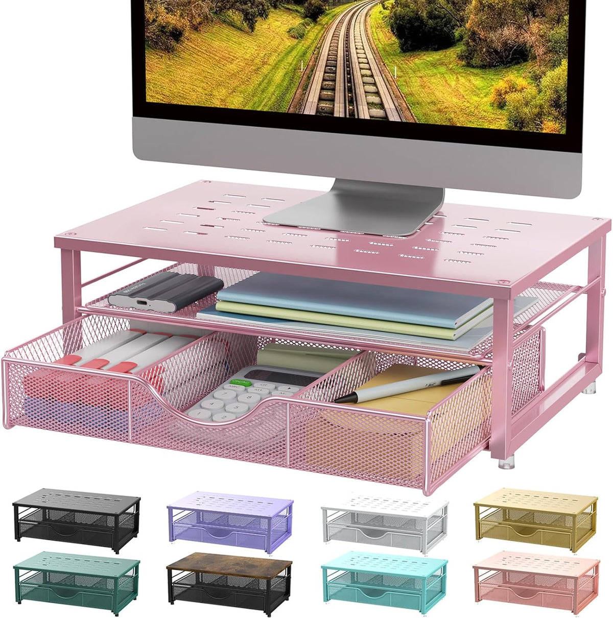 Computer Monitor Stand Riser with Drawer