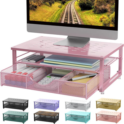Computer Monitor Stand Riser with Drawer