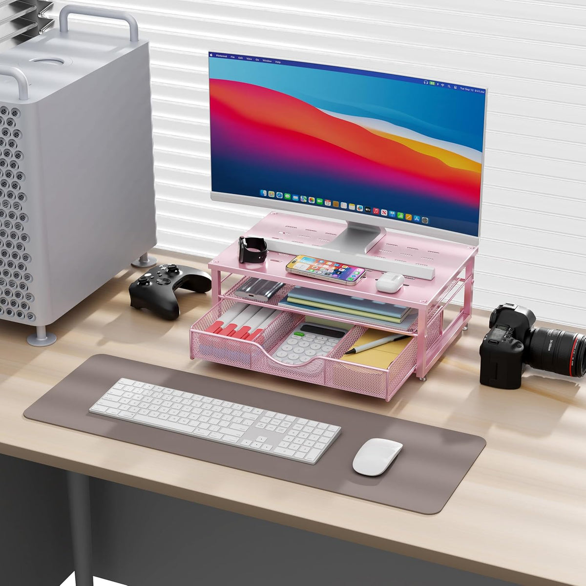 Computer Monitor Stand Riser with Drawer