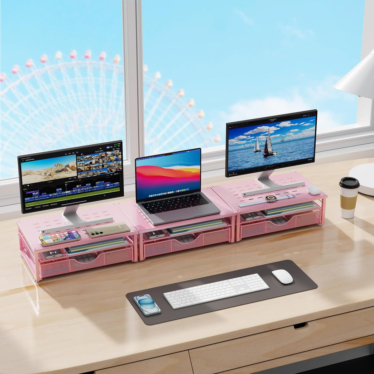 Computer Monitor Stand Riser with Drawer