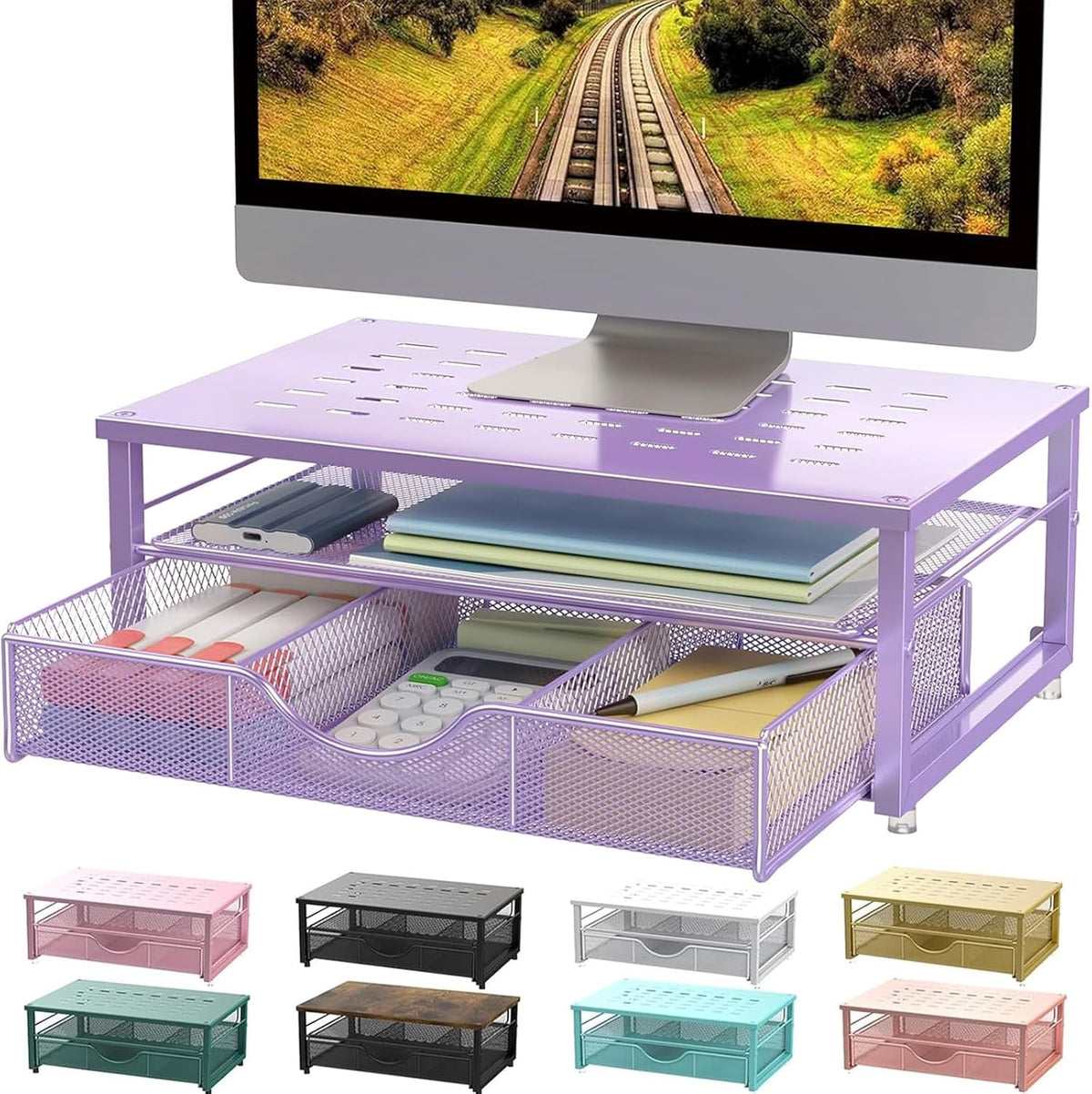 Computer Monitor Stand Riser with Drawer