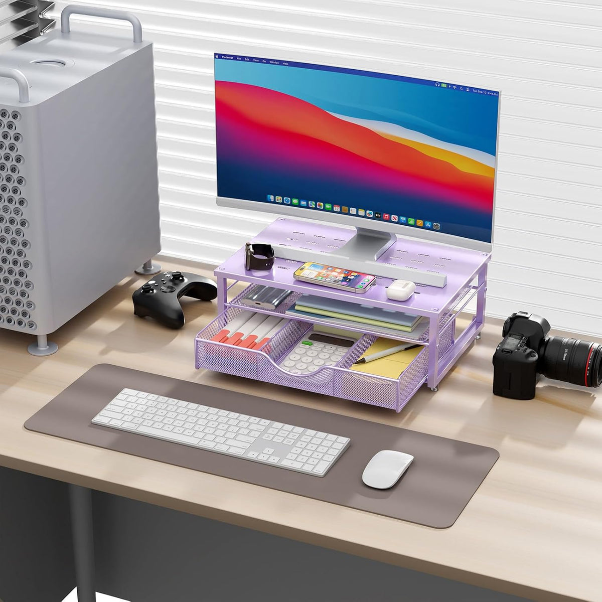 Computer Monitor Stand Riser with Drawer