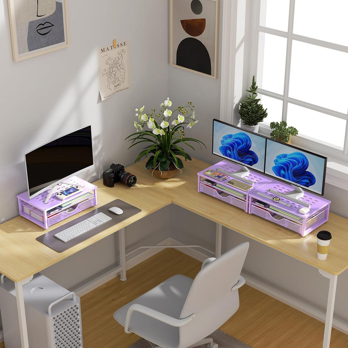 Computer Monitor Stand Riser with Drawer