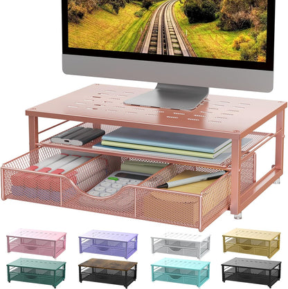 Computer Monitor Stand Riser with Drawer