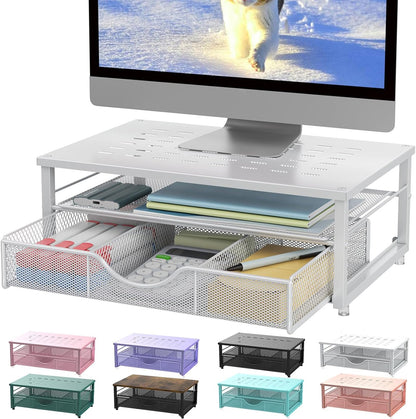 Computer Monitor Stand Riser with Drawer