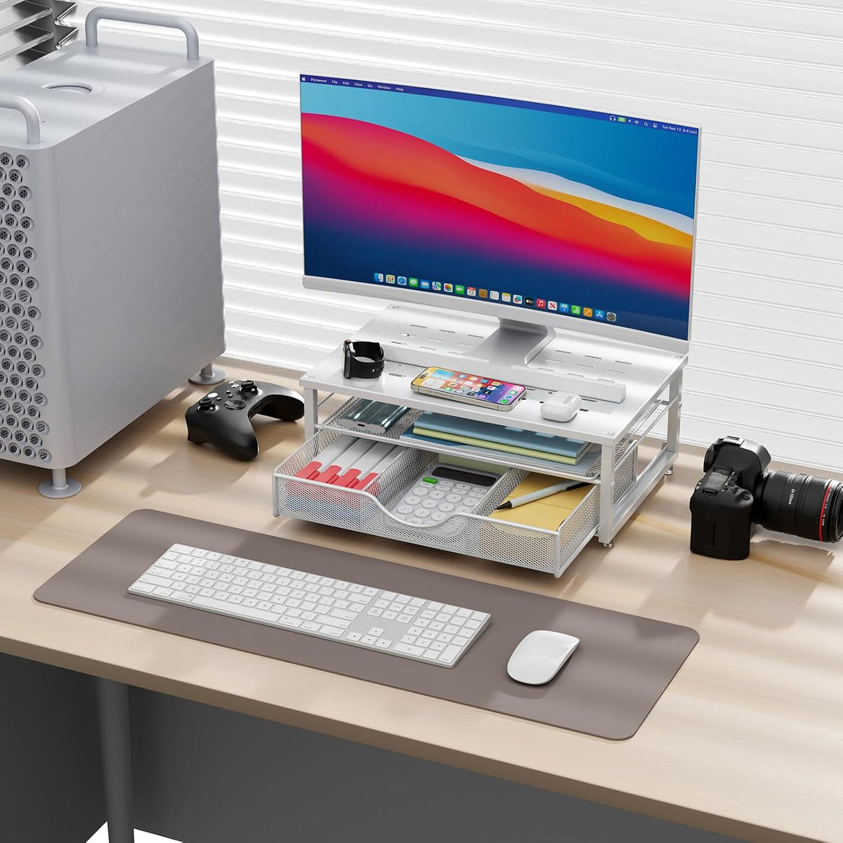 Computer Monitor Stand Riser with Drawer