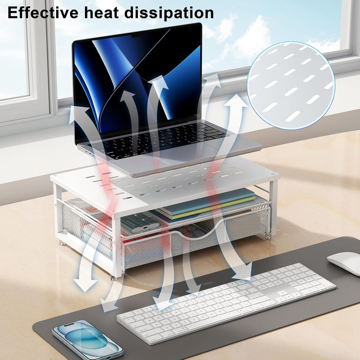Computer Monitor Stand Riser with Drawer