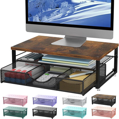 Computer Monitor Stand Riser with Drawer