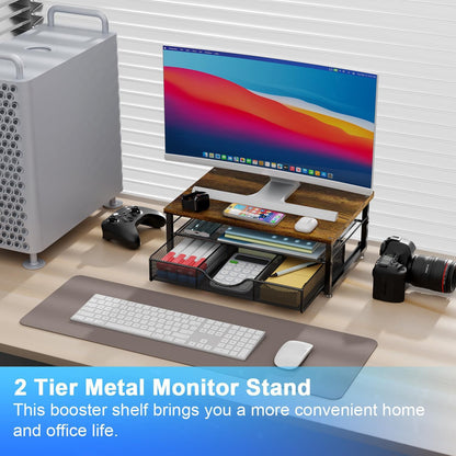 Computer Monitor Stand Riser with Drawer