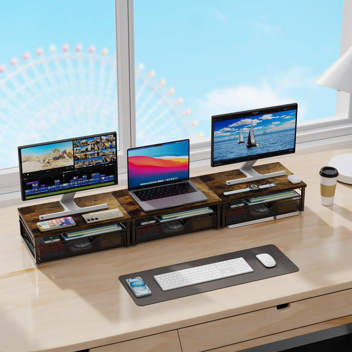 Computer Monitor Stand Riser with Drawer