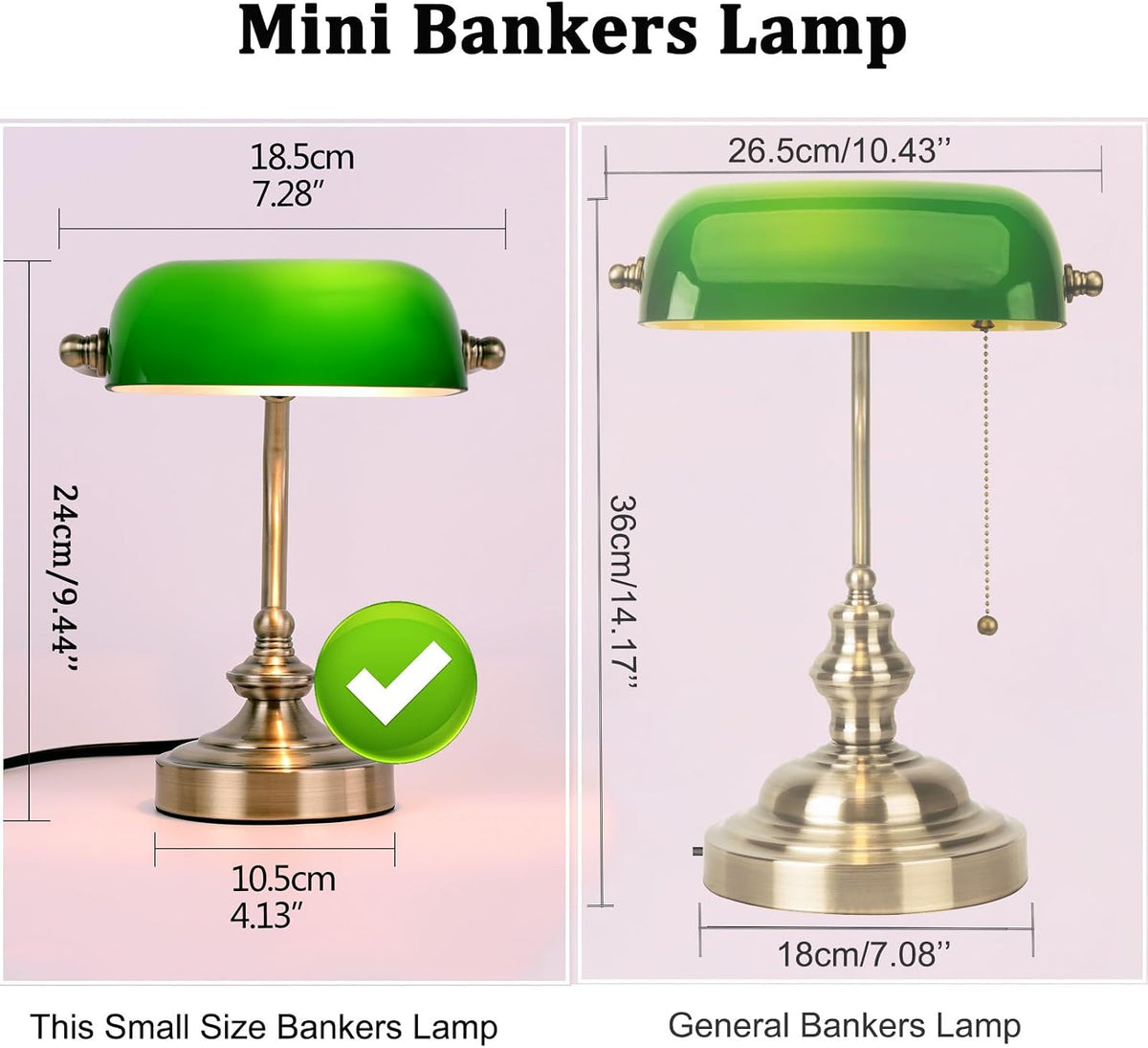 Mini Glass Bankers Lamp, Desk Lamp, Classic Retro Bronze Finish G9 Base, Plug in Vintage Table lamp, Reading Modern for Home Office,Piano Banker Mini Desk Table Lamp,Library(Without Bulb)