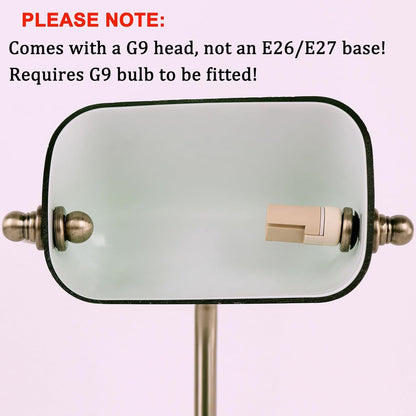 Mini Glass Bankers Lamp, Desk Lamp, Classic Retro Bronze Finish G9 Base, Plug in Vintage Table lamp, Reading Modern for Home Office,Piano Banker Mini Desk Table Lamp,Library(Without Bulb)