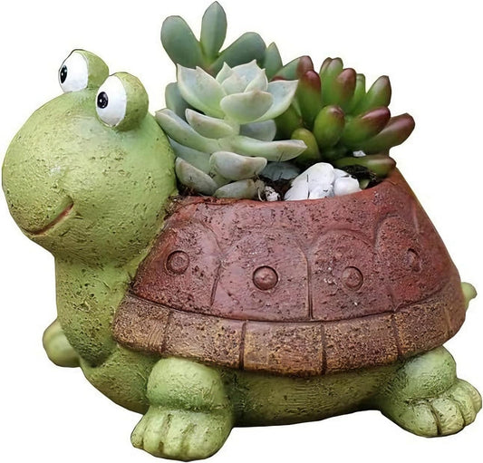 Turtle Succulent Planter Pots - Handmade Resin Bonsai Pot with Drainage Hole, Mini Plant Pot for Succulents, Turtle Decor & Gifts for Women, Small Succulent Pots for Office Desk & Home