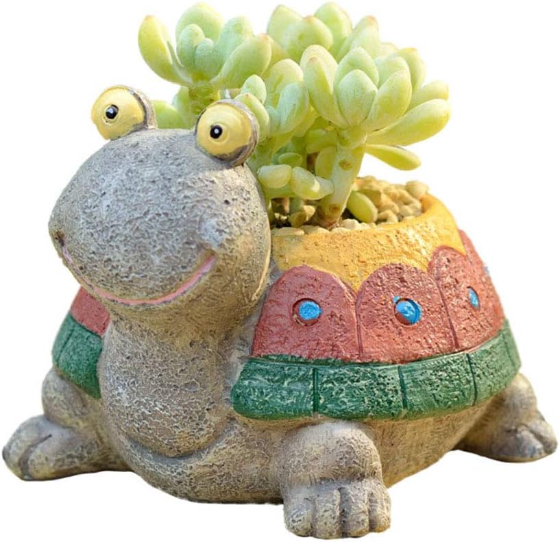 Turtle Succulent Planter Pots - Handmade Resin Bonsai Pot with Drainage Hole, Mini Plant Pot for Succulents, Turtle Decor & Gifts for Women, Small Succulent Pots for Office Desk & Home