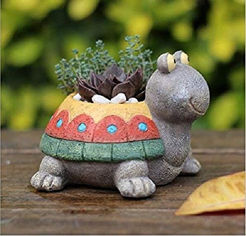Turtle Succulent Planter Pots - Handmade Resin Bonsai Pot with Drainage Hole, Mini Plant Pot for Succulents, Turtle Decor & Gifts for Women, Small Succulent Pots for Office Desk & Home